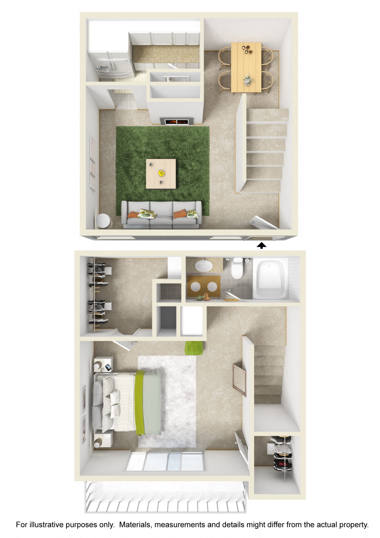 Floor plan for 1 bed, 1 bath, 800 sqft
